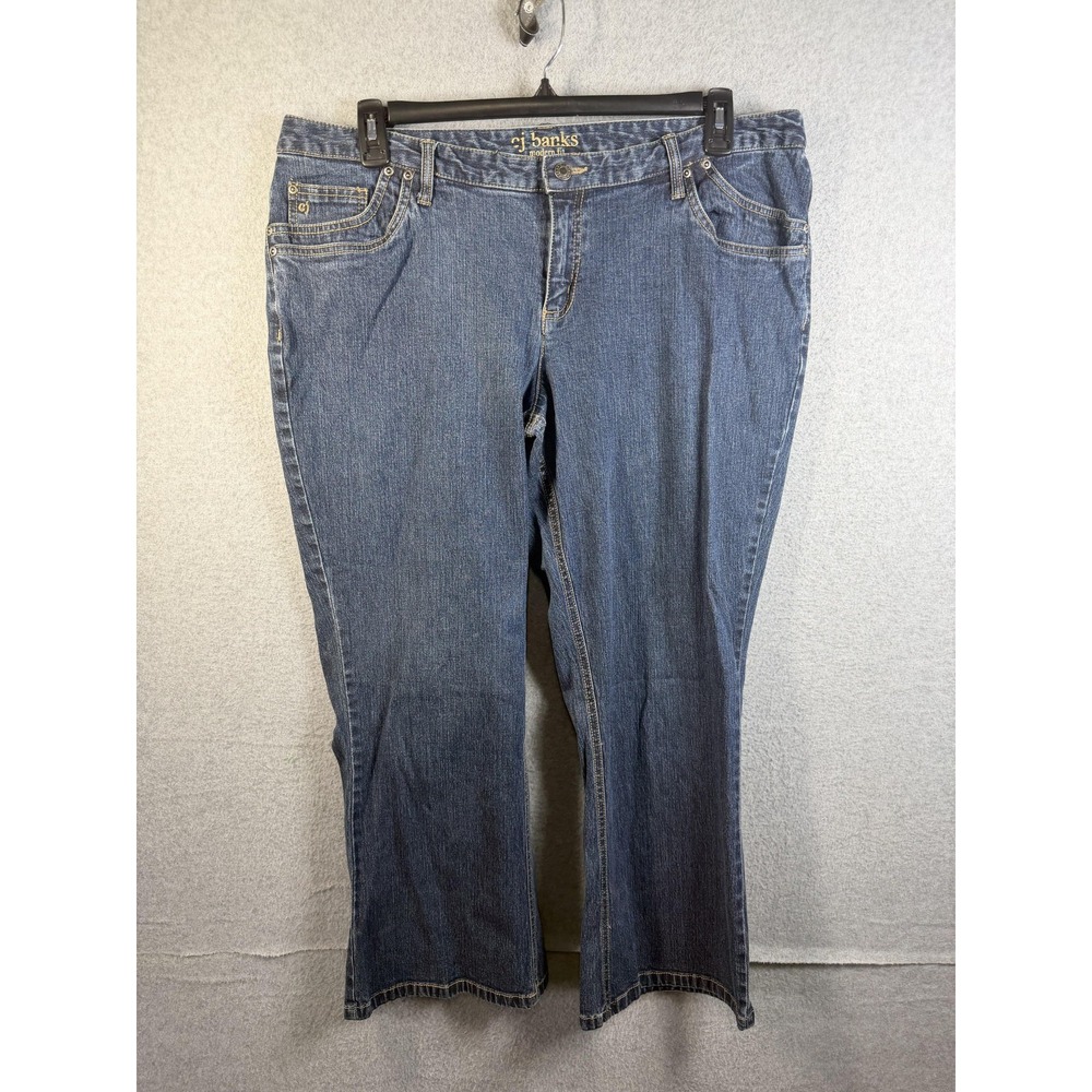 CJ Banks Jeans Womens 18W Petite Blue High Rise Relaxed Straight Stretch Denim
